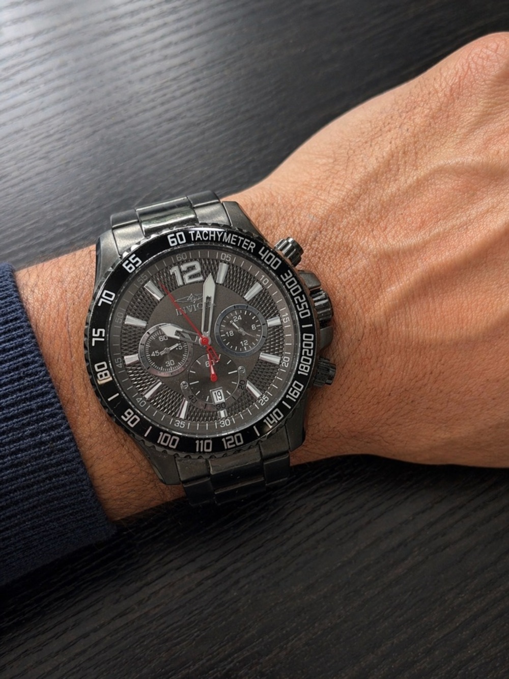 Black Chronograph Tachymeter Wristwatch